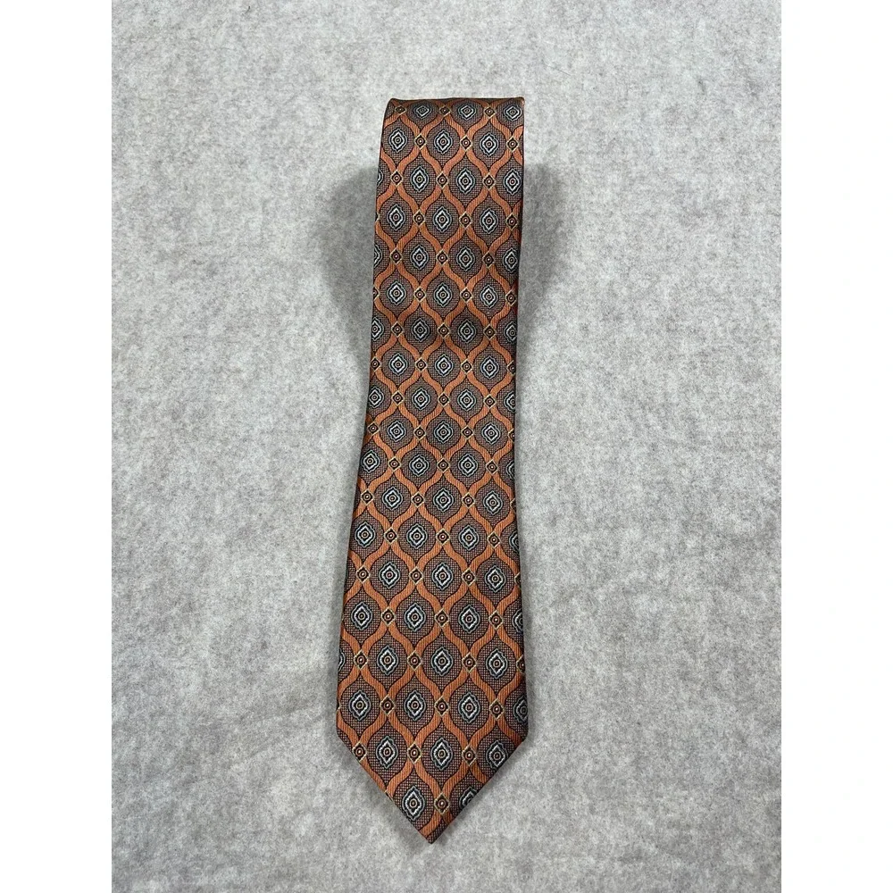 J Z Richards All Silk Hand Made USA Necktie Neck Tie Geometric Boulder Allover
